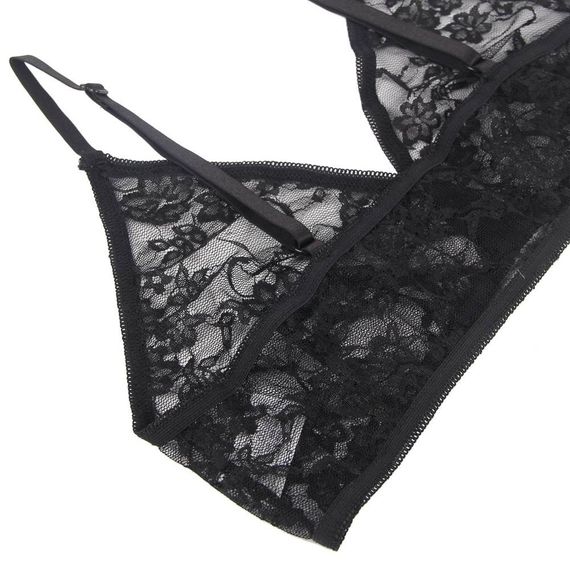 Комплект белья с перчатками Star Night кружевной, черный, XS-S sexstyle | Зображення 6