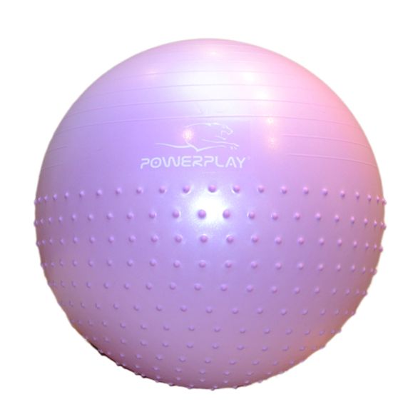 М'яч для фітнесу (фітбол) напівмасажний PowerPlay 4003 Ø75 cm Gymball Бузковий + помпа | Зображення 4