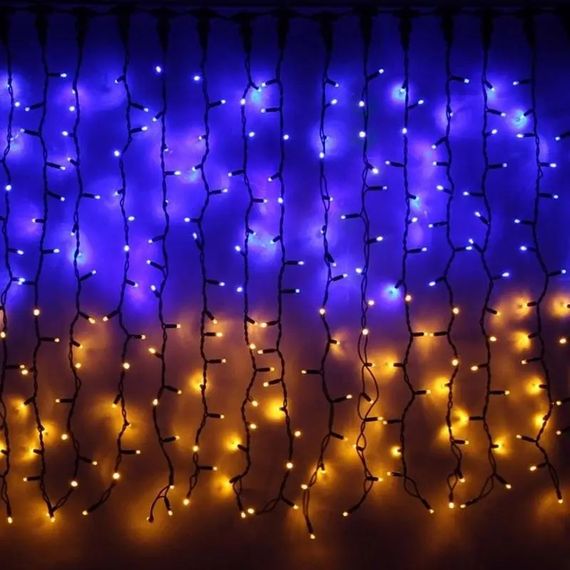 Гирлянда-штора светодиодная "Прапор Украины", 420 Led, 2.4*1.2 м, прозрачный шнур, желто-синяя