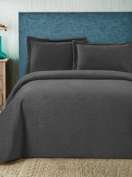 Покрывало(240х260см) с наволочками (50х70см) Toskana Antrasit Велюр