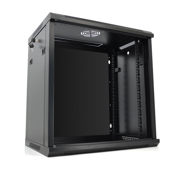 Шафа Merlion 12U, 600x450x634 (ШxГxВ)мм загартоване скло, чорна, сталь 1 | Зображення 2