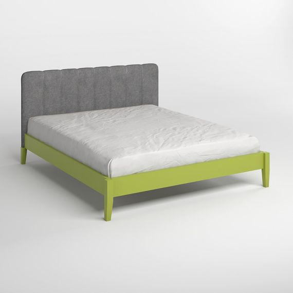 Односпальне дерев'яне ліжко Mebigrand Лондон ДК Лайм (S3050G70Y)/Аляска 93 (Сірий) Б1 70х190 см (MBG-6514) | Зображення 1