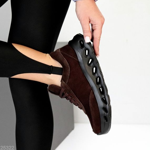 Молодіжні дизайнерські кросівки натуральна замша колір Шоколад | Зображення 7