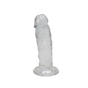 Прозрачный фаллоимитатор Alive Jelly Dildo Majestic, TPE, присоска, диаметр 3,7 см, длина 14,7 см, Прозрачный