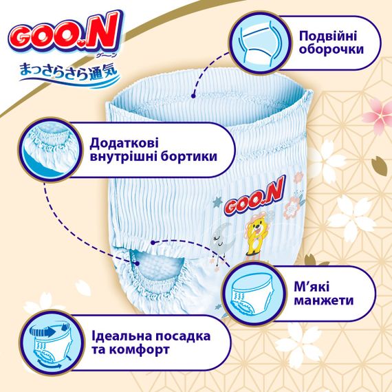 Трусики-підгузки Goo.N Premium Soft (розмір 4(L), 9-14 кг, 44 шт) | Зображення 1