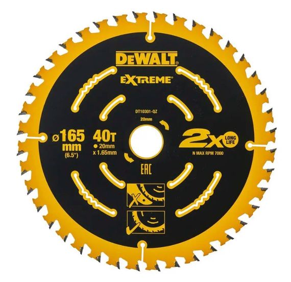 Диск пилковий DeWALT EXTREME 165 х 20 мм (DT10301)