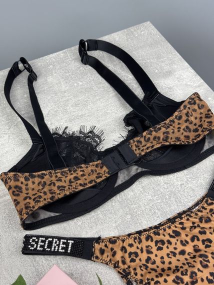 Комплект Victoria's Secret кружева  без пушапа леопардовый kk068 | Зображення 1