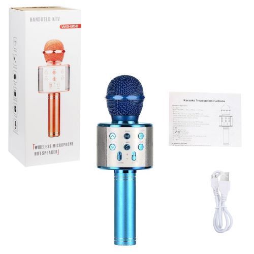 Уцінка. Бездротовий мікрофон С 48340 (50) 4 кольори, караоке, bluetooth, USB, колонка, в коробці   не включається, золотий