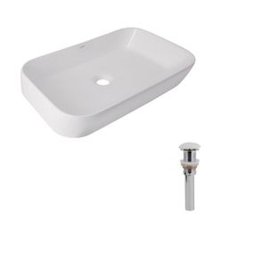 Комплект Qtap Scorpio: Раковина накладна 550x390x120 мм, White, прямокутна + Донний клапан Pop-up PU02