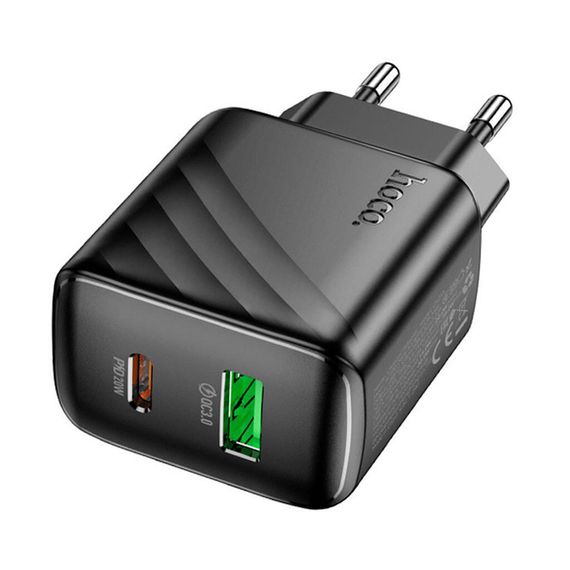 СЗУ 110-240V HOCO CS25A USB-C+USB, 20W, Black, Blister | Зображення 2