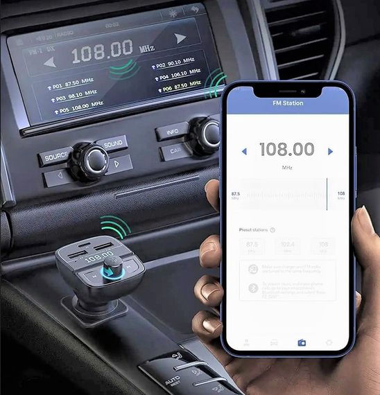 FM трансмиттер модулятор Ugreen CD229 Bluetooth 5.0 Автомобильное зарядное устройство Черный | Зображення 2