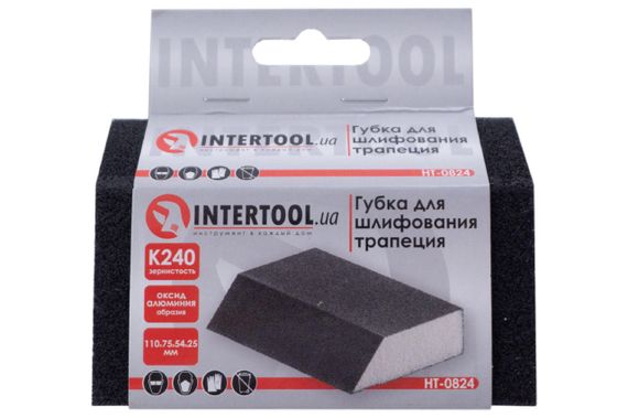 Губка шлифовальная Intertool - 110 x 75 x 25 мм x P240 трапеция (HT-0824) | Зображення 3