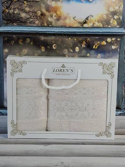 Полотенца Mame krestik krem Махра набор 2шт