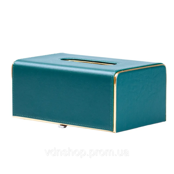 Серветниця з еко шкіри 21х13.5х9.5 см для серветок на стіл Зелений HP-3-208GR | Зображення 4