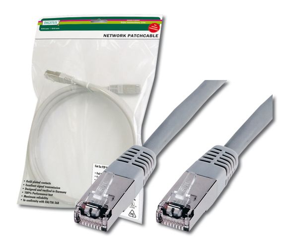 Патч-корд DIGITUS cat.5e,SF-UTP 15м,AWG 26/7, серого цвета (DK-1531-150)