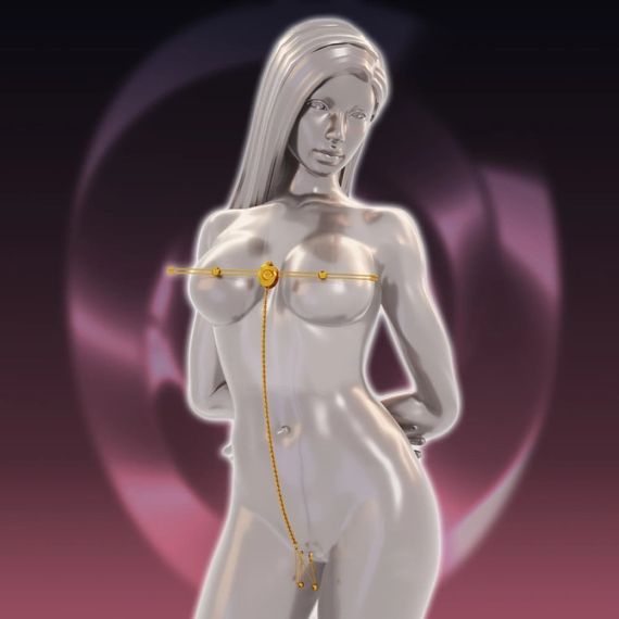 Затискачі для сосків з вібрацією UPKO Double Bar Vibration Nipple та кліторальний ланцюг, золотисті sexstyle