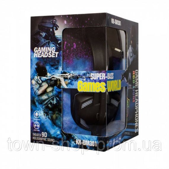 Игровые наушники Gaming Headset KR-GM301 Karler RGB подсветка. Проводная игровая гарнитура с микрофоном и | Зображення 1