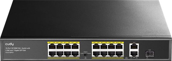 Комутатор Cudy FS1018PS1, 16 порт 10/100M PoE+ Switch with 2 Gigabit Uplink and 1 SFP Port  200W | Зображення 1