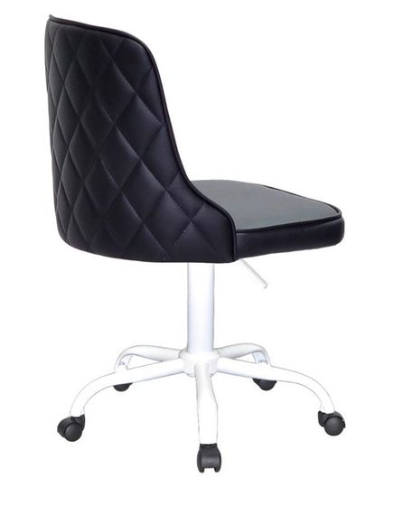Стілець з м'яким сидінням Adam WT-Office D-530 мм на білій хрестовині з колесами, оббивка шкірозамінник чорний | Зображення 3