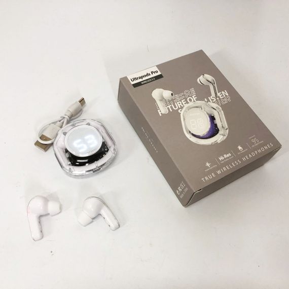 Бездротові навушники TWS T8 PRO з прозорим кейсом Вакуумний LED дисплей Bluetooth 5.3. Колір: білий | Зображення 7