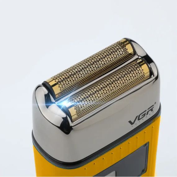 Електробритва шейвер VGR V-357 з USB і LED-дисплеєм, Жовта/Акумуляторна бездротова чоловіча бритва | Зображення 3