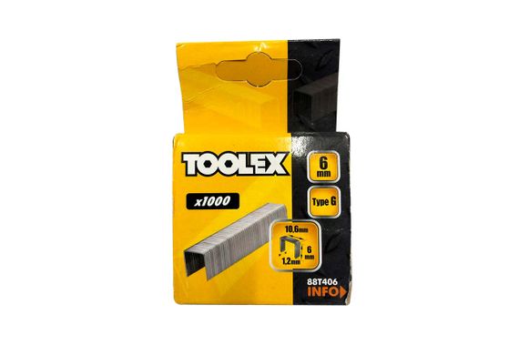 Скоба Toolex - 6 x 1,2 x 10,6мм широкая (1000шт) (88T406)
