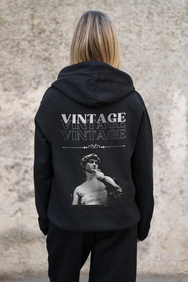 Утеплене зіп худі на флісі зіпер з принтом Vintage Without Kane Black | Зображення 6