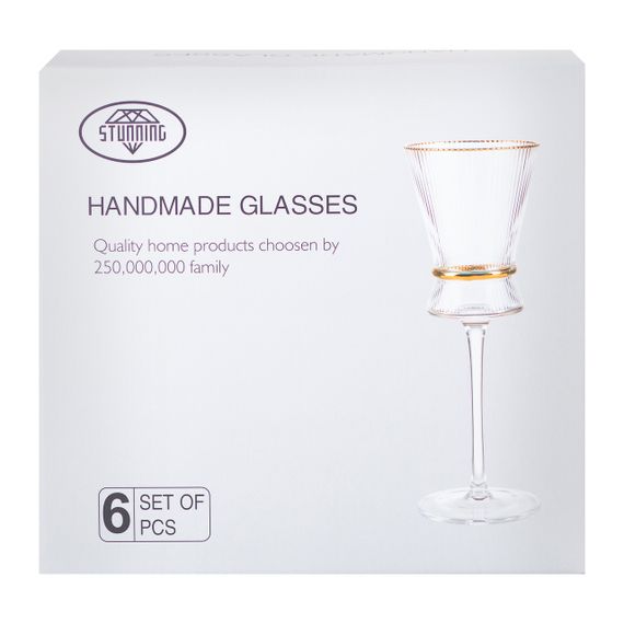Набір з 6 келихів з високими тонкими ніжками, 300 мл, для вина HP-16-7 | Зображення 3