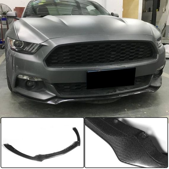 Накладка на передній бампер Lip (2015-2017, Карбон) для Ford Mustang рр