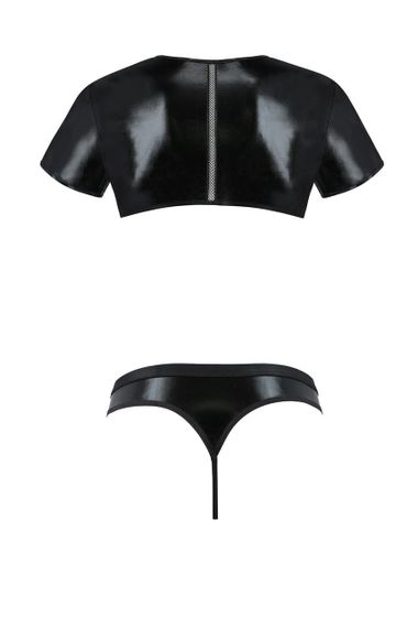 Комплект чоловічої білизни під латекс Passion 057 SET PETER XXL/XXXL Black, кроп-топ, стринги sexstyle | Зображення 3