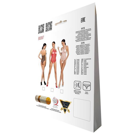 Бодістокінг у велику сітку Passion BS087 white, відкрита спина, халтер, з доступом, One size | Зображення 6