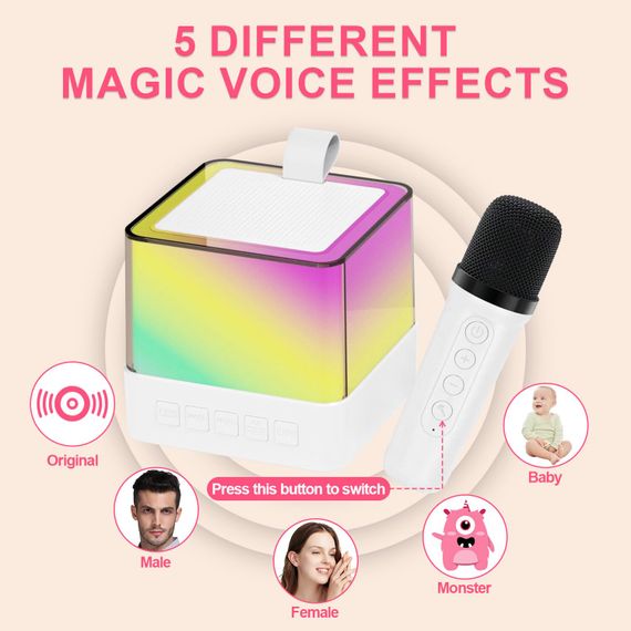 Мини-детское караоке с RGB-подсветкой K18 ∙ Bluetooth-колонка K18 с 2 микрофонами | Зображення 3