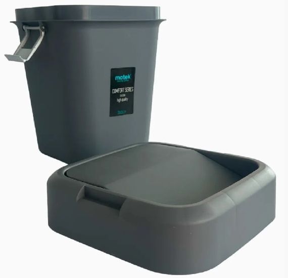 Відро для сміття Motek на 8 л з поворотною кришкою 22.5х22.5х30 см Антрацит (COB-410) | Зображення 1