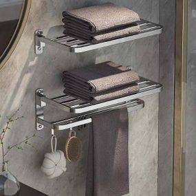 Полка для полотенец подвесная металлическая 17,5*23*50см Серая