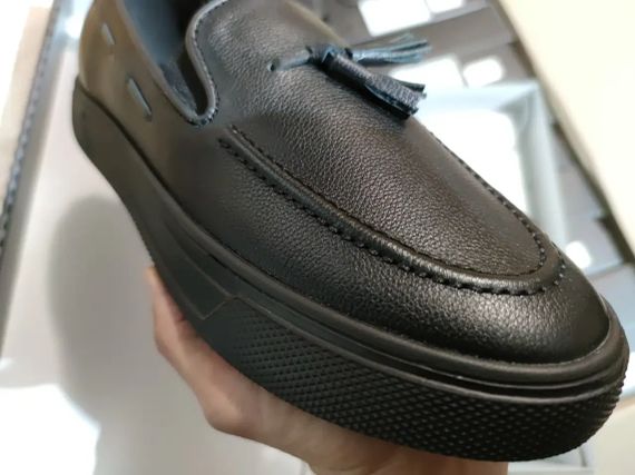 Черные мужские мокасины из кожи 45 размер | Зображення 4