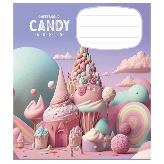 Зошит учнівський "Candy world" 012-3266C-2 у косу лінію, 12 аркушів
