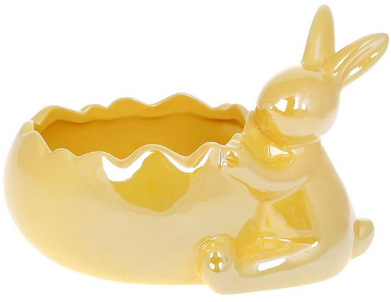 Вазон інтерєрний Кролик у яйця Yellow 19х12х13см