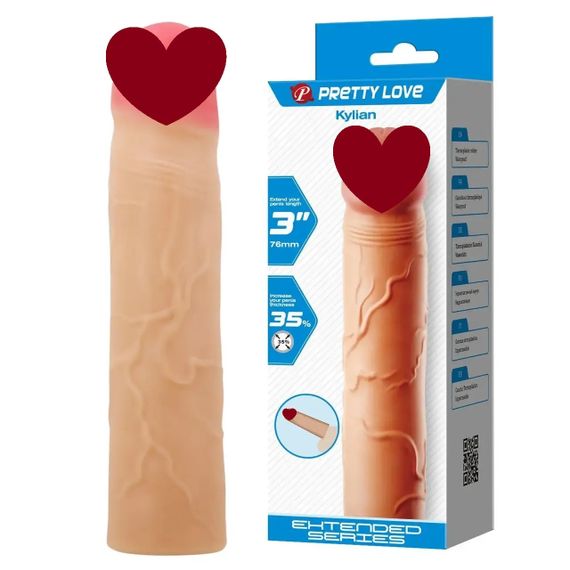 Насадка презерватив Pretty Love - Kylian 3"( 76 mm) Extended Series, BI-026257 sexstyle