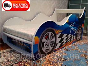 Ліжко машинка серія Драйв D 009 Racing синє для дівчаток і хлопчиків