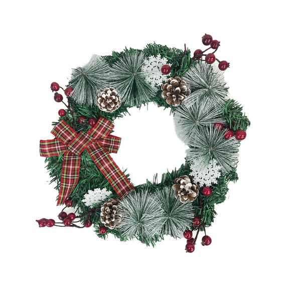 Вінок різдвяний у снігу зі сніжинками 30см