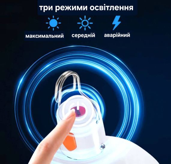 Лампа на крючке аккумуляторная с зарядкой Micro USB 200W | Зображення 1