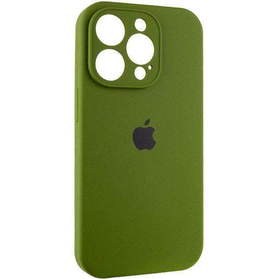 Чехол Silicone Case Full Camera Protective (AA) для Apple iPhone 14 Pro (6.1") Зеленый / Dark Olive | Зображення 1