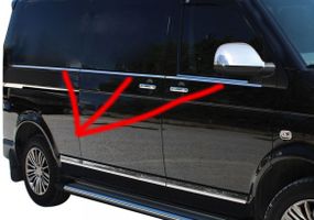Нижня окантовка вікон (6 частин, нерж) Довга база для Volkswagen T5 Transporter 2003-2010 рр