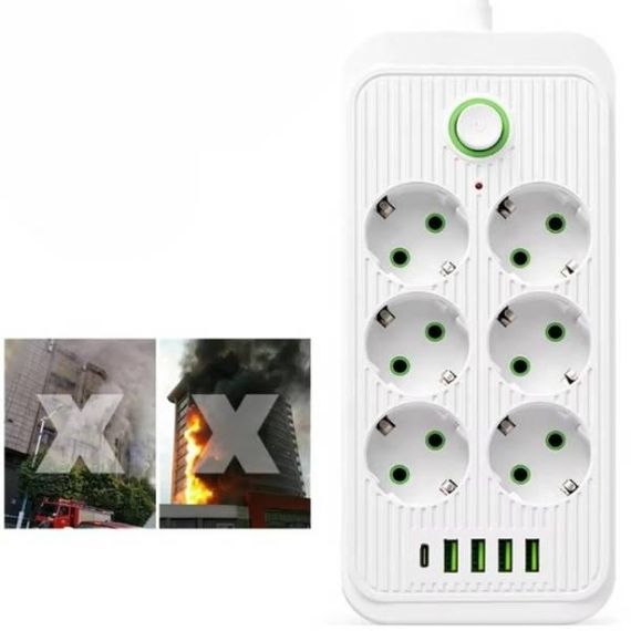 Фільтр з USB (6×220В+4×USB+1×Type-C) QL-1075U 5 метрів Білий