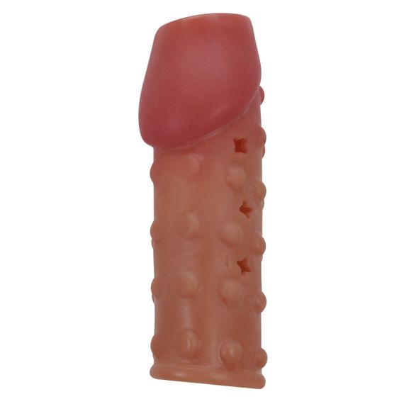 Насадка на пеніс Pretty Love рельєфна, з пухирцями, бежева, 19,8 × 2,8 см Sex Aura | Зображення 1
