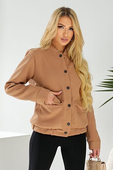 Бомбер женский искусственный кашемир, цвет темно-бежевый, 257R325 | Зображення 7