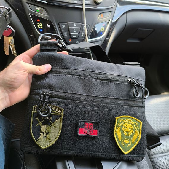 Чорна сумка тактична нагрудна, Сумка через плече військова, Чоловіча сумка-слінг тактична | Зображення 2