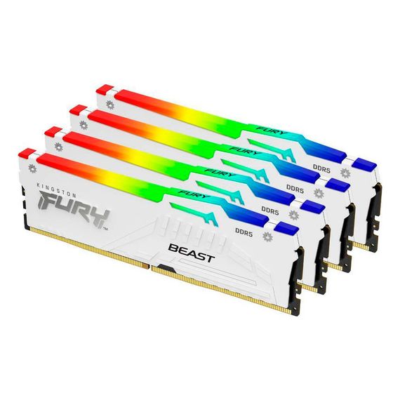 Модуль памяти для компьютера DDR5 128GB (4x32GB) 5600 MHz FURY Beast RGB White Kingston Fury (ex.HyperX) (KF556C40BWAK4-128) | Зображення 1