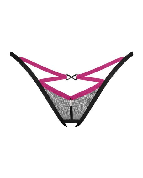Трусики-стринги Obsessive Novenes crotchless thong, M/L, сетка, стрепы, украшение со стразами, откры Sex Aura | Зображення 2