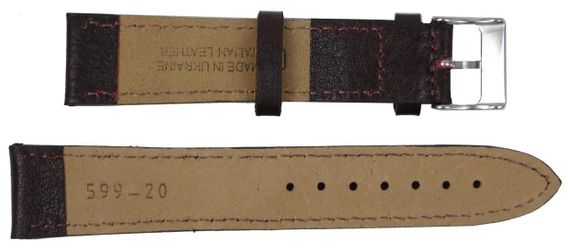 Ремінець для годинника Mykhail Ikhtyar шкіряний 20 мм Коричневий (S599-20S brown) | Зображення 1